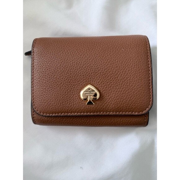 kate spade Handbags - Kate Spade Kayla L Zip Wallet Pebble Leather Small Tri Fold Brown Ginger